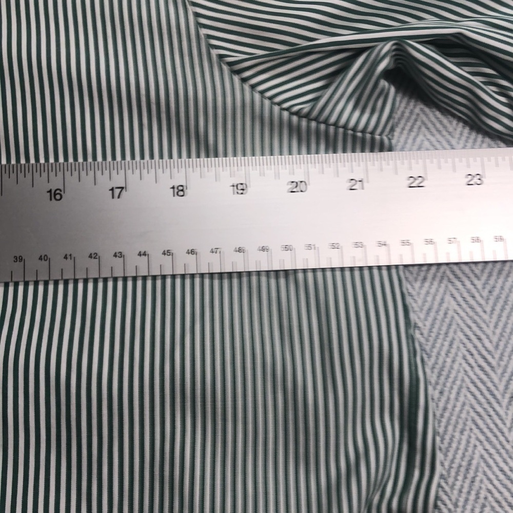 STORETS NWOT  Pit to Pit 21 1/2"  Button Down green white pinstripes tie cuffs - Picture 10 of 16